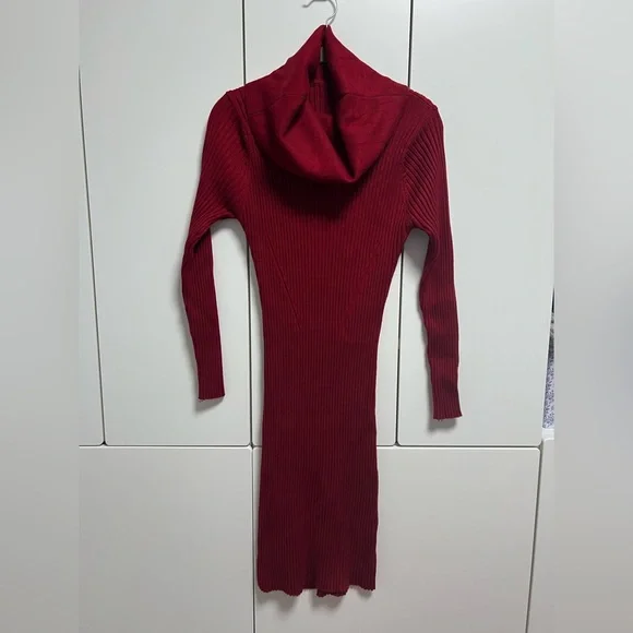 Red Ribbed Knit Dress - Picture 1 of 6